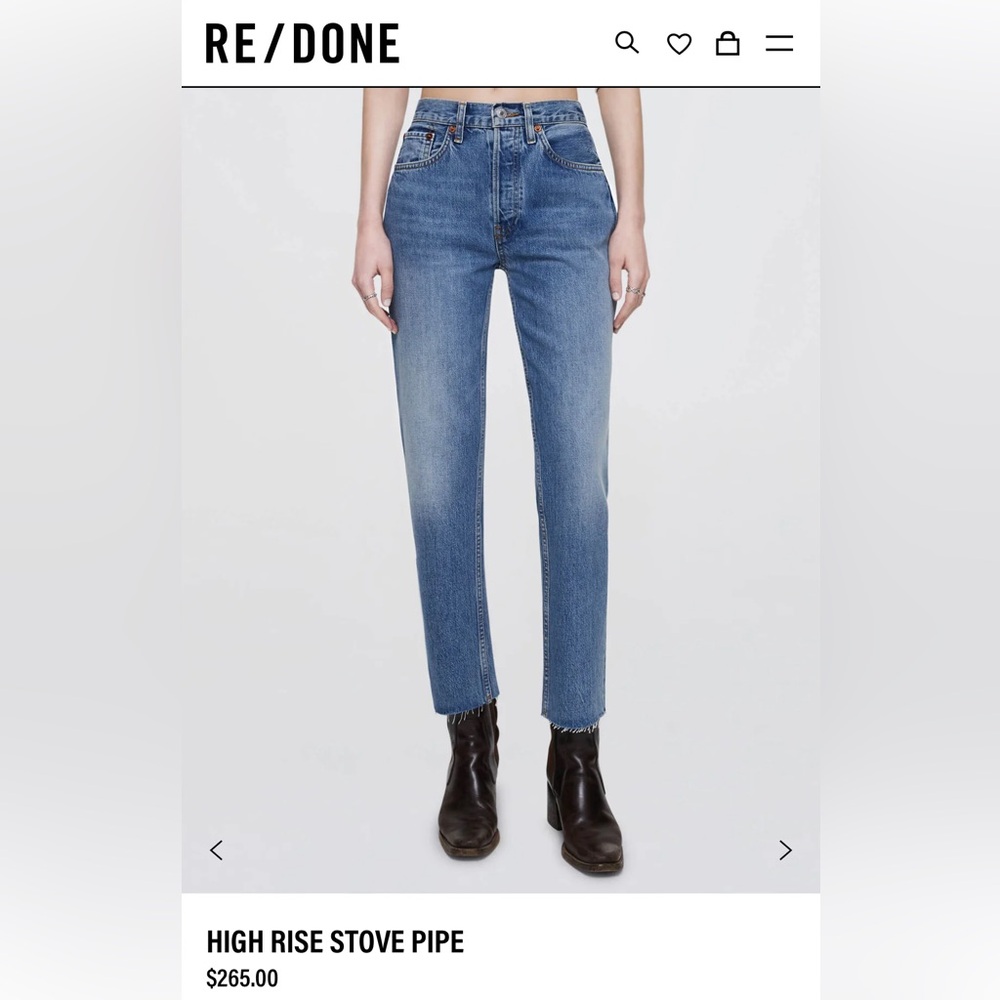 Re/Done High Rise Stove Pipe Jeans in Blue